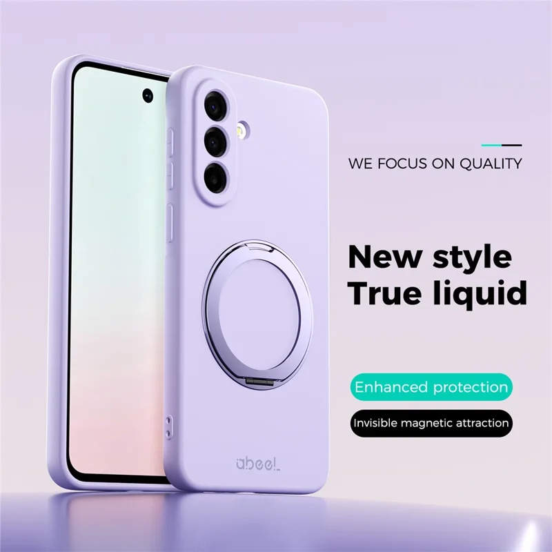 ABEEL For Samsung Galaxy A36 5G Magnetic Case Kickstand Skin Touch Liquid Silicone Phone Cover - Purple