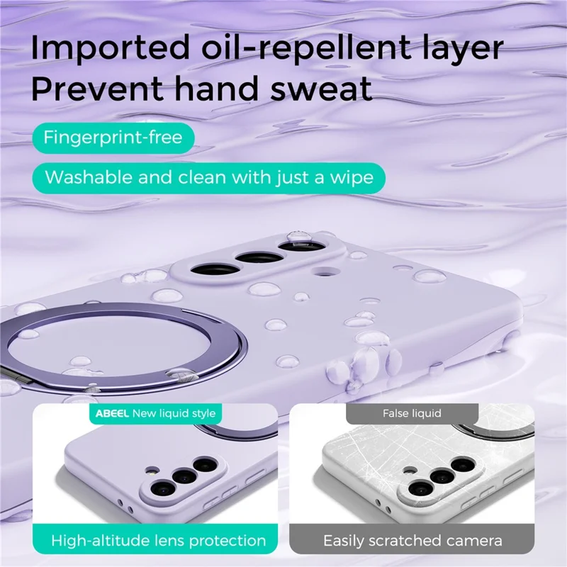 ABEEL For Samsung Galaxy A36 5G Magnetic Case Kickstand Skin Touch Liquid Silicone Phone Cover - Purple