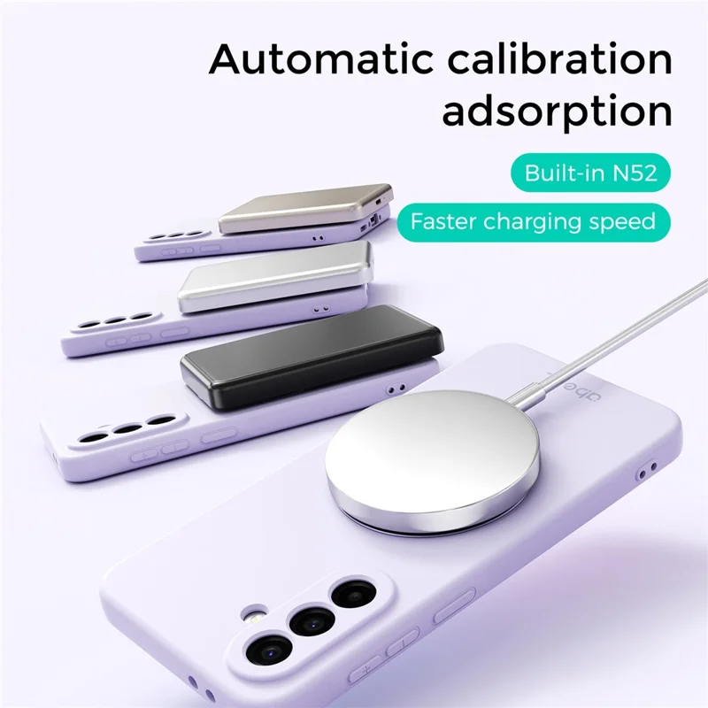 ABEEL For Samsung Galaxy A36 5G Magnetic Case Kickstand Skin Touch Liquid Silicone Phone Cover - Purple