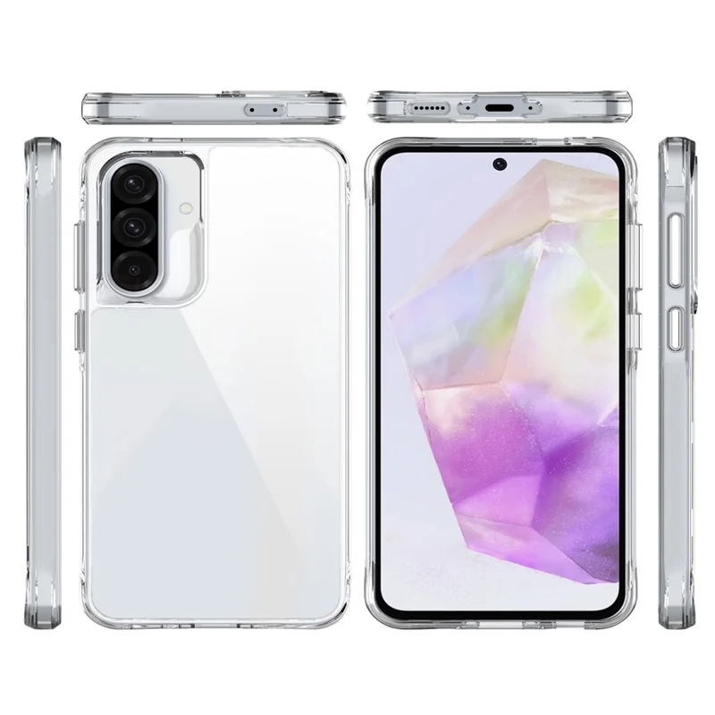 For Samsung Galaxy A36 5G Case PC + TPU Dropproof Transparent Phone Cover - Transparent