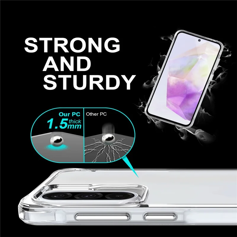 For Samsung Galaxy A36 5G Case PC + TPU Dropproof Transparent Phone Cover - Transparent