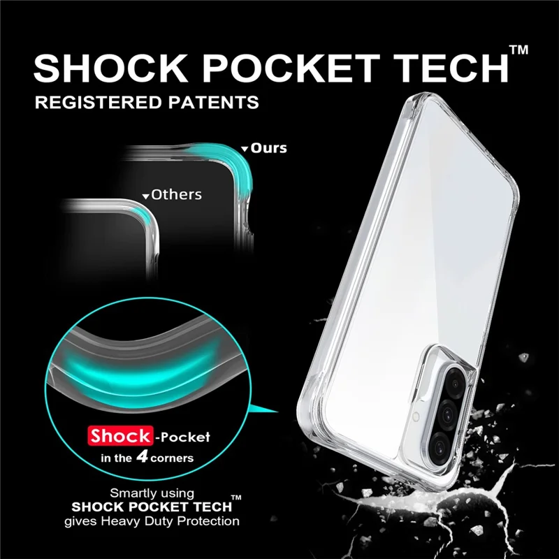 For Samsung Galaxy A56 5G Case PC + TPU Dropproof Transparent Phone Cover - Transparent