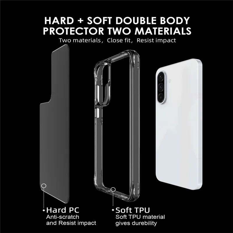 For Samsung Galaxy A56 5G Case PC + TPU Dropproof Transparent Phone Cover - Transparent