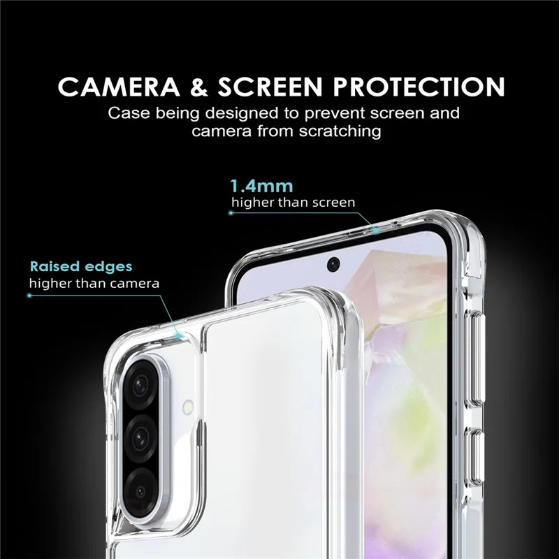 For Samsung Galaxy A56 5G Case PC + TPU Dropproof Transparent Phone Cover - Transparent