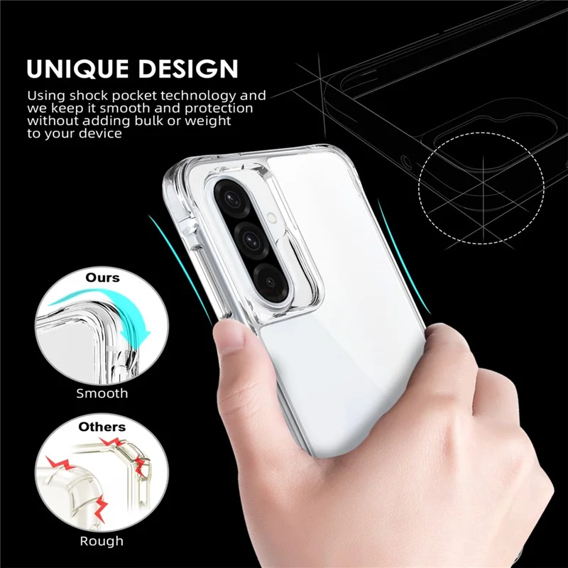For Samsung Galaxy A56 5G Case PC + TPU Dropproof Transparent Phone Cover - Transparent
