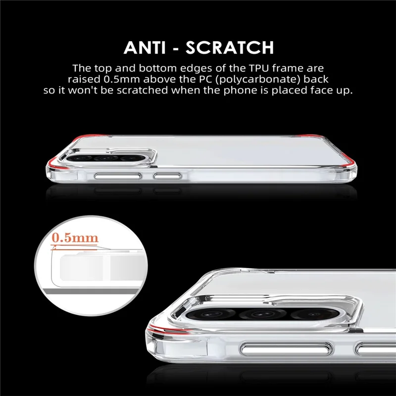 For Samsung Galaxy A56 5G Case PC + TPU Dropproof Transparent Phone Cover - Transparent