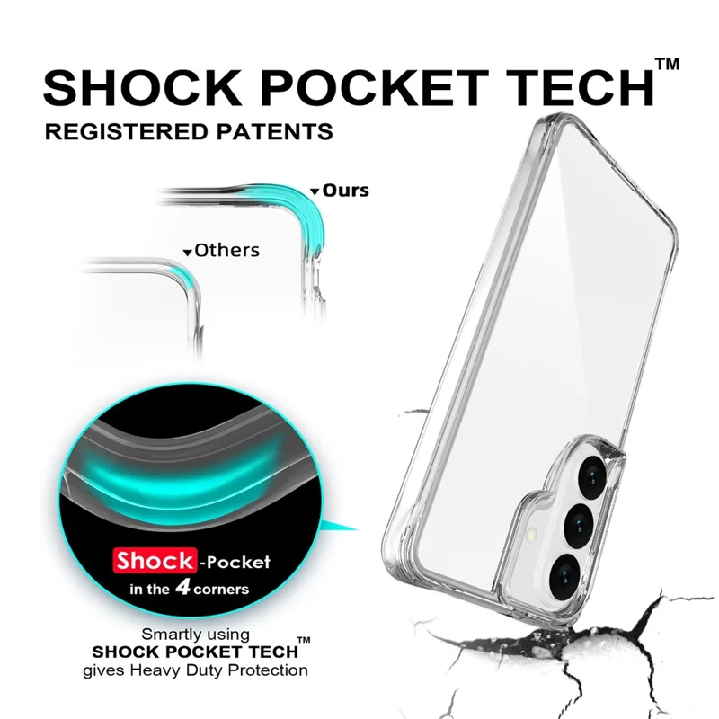 For Samsung Galaxy S26+ Case PC + TPU Dropproof Transparent Phone Cover - Transparent