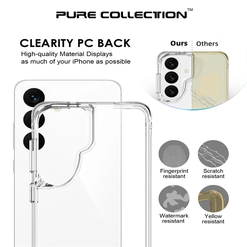 For Samsung Galaxy S26+ Case PC + TPU Dropproof Transparent Phone Cover - Transparent