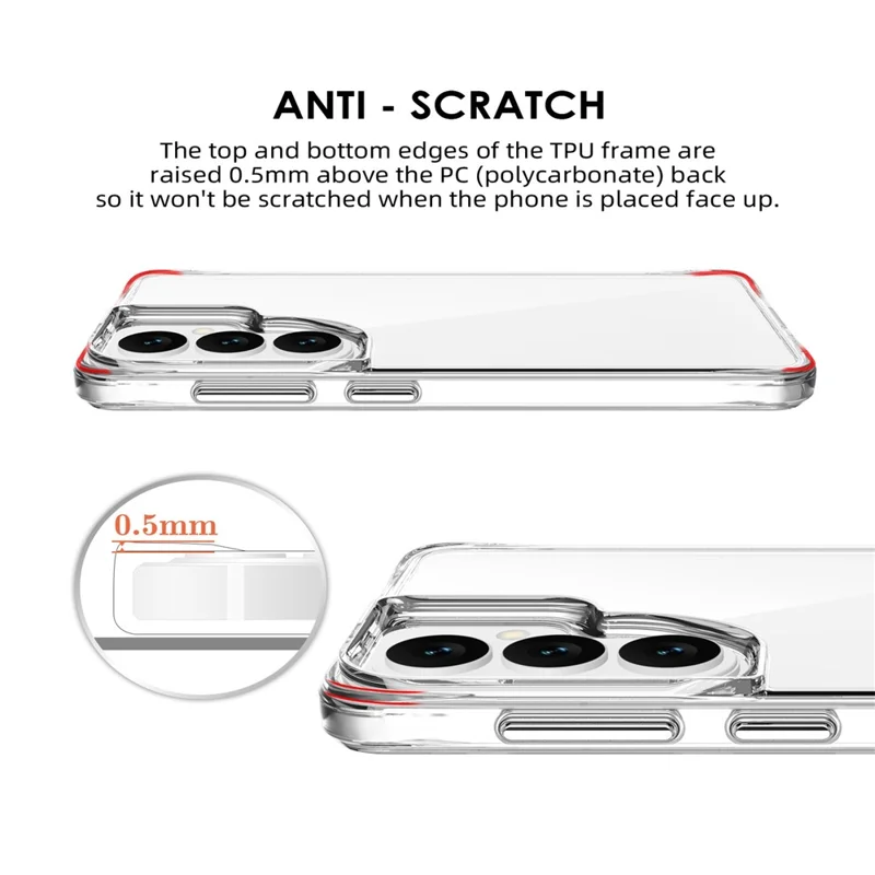 For Samsung Galaxy S26+ Case PC + TPU Dropproof Transparent Phone Cover - Transparent