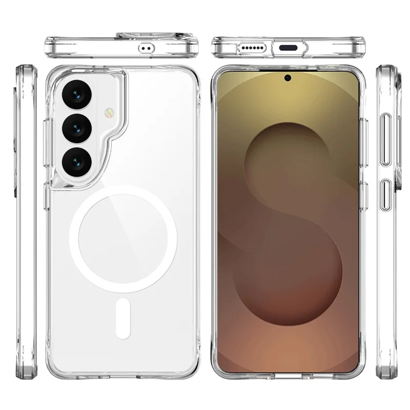 For Samsung Galaxy S26 Magnetic Case TPU + PC Clear Phone Cover - Transparent