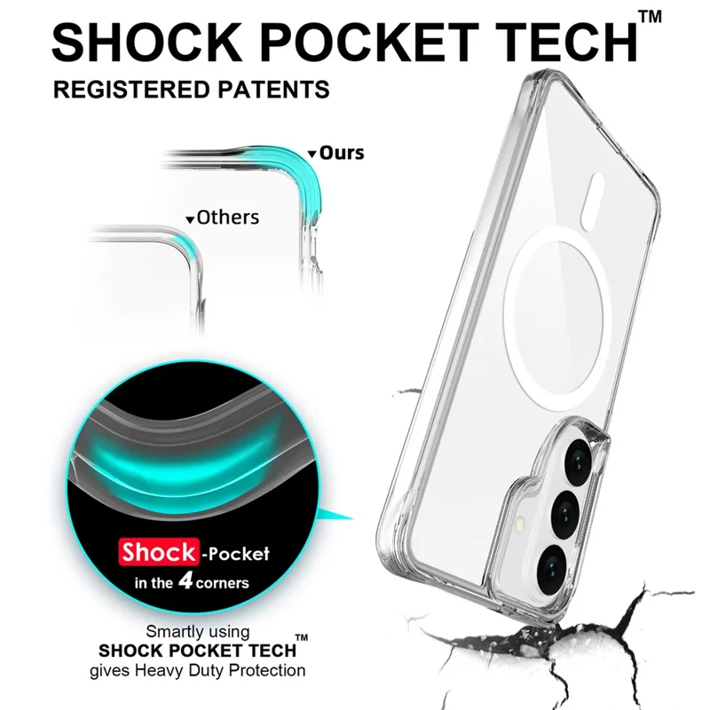 For Samsung Galaxy S26 Magnetic Case TPU + PC Clear Phone Cover - Transparent