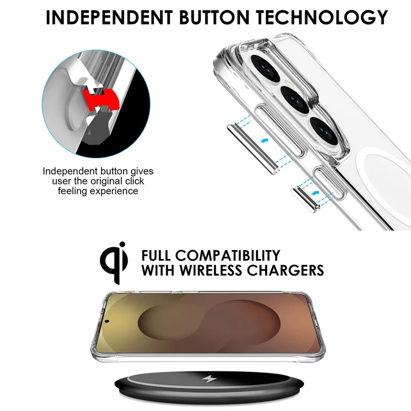 For Samsung Galaxy S26 Magnetic Case TPU + PC Clear Phone Cover - Transparent