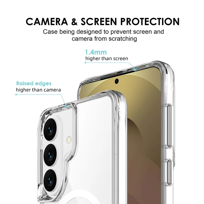 For Samsung Galaxy S26 Magnetic Case TPU + PC Clear Phone Cover - Transparent