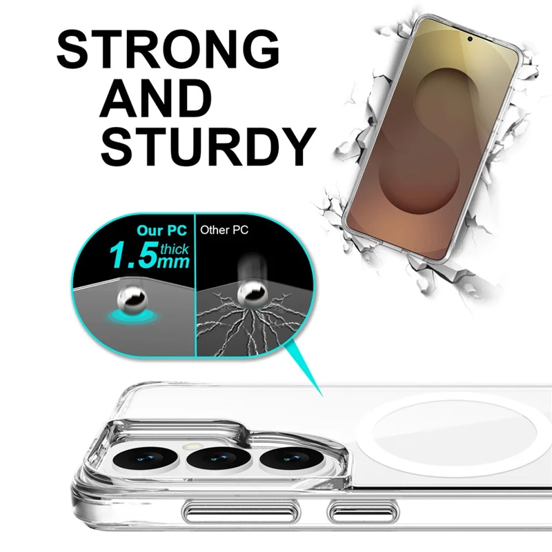 For Samsung Galaxy S26 Magnetic Case TPU + PC Clear Phone Cover - Transparent