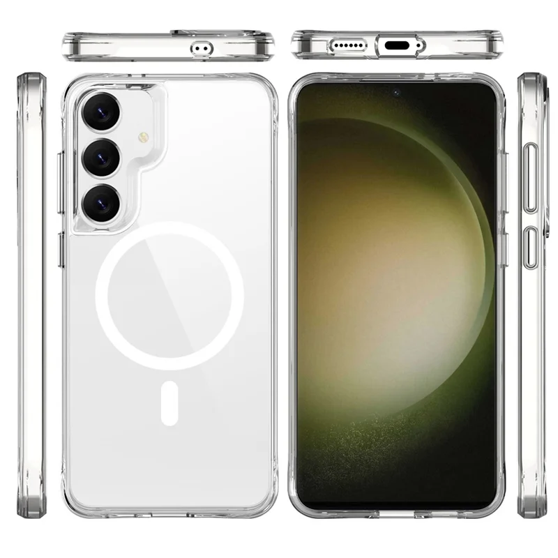 For Samsung Galaxy S25 FE Magnetic Case TPU + PC Clear Phone Cover - Transparent