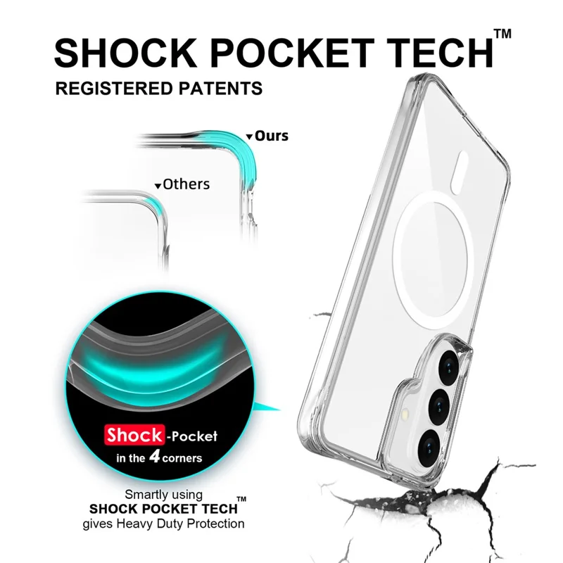 For Samsung Galaxy S25 FE Magnetic Case TPU + PC Clear Phone Cover - Transparent