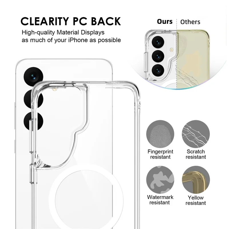 For Samsung Galaxy S25 FE Magnetic Case TPU + PC Clear Phone Cover - Transparent
