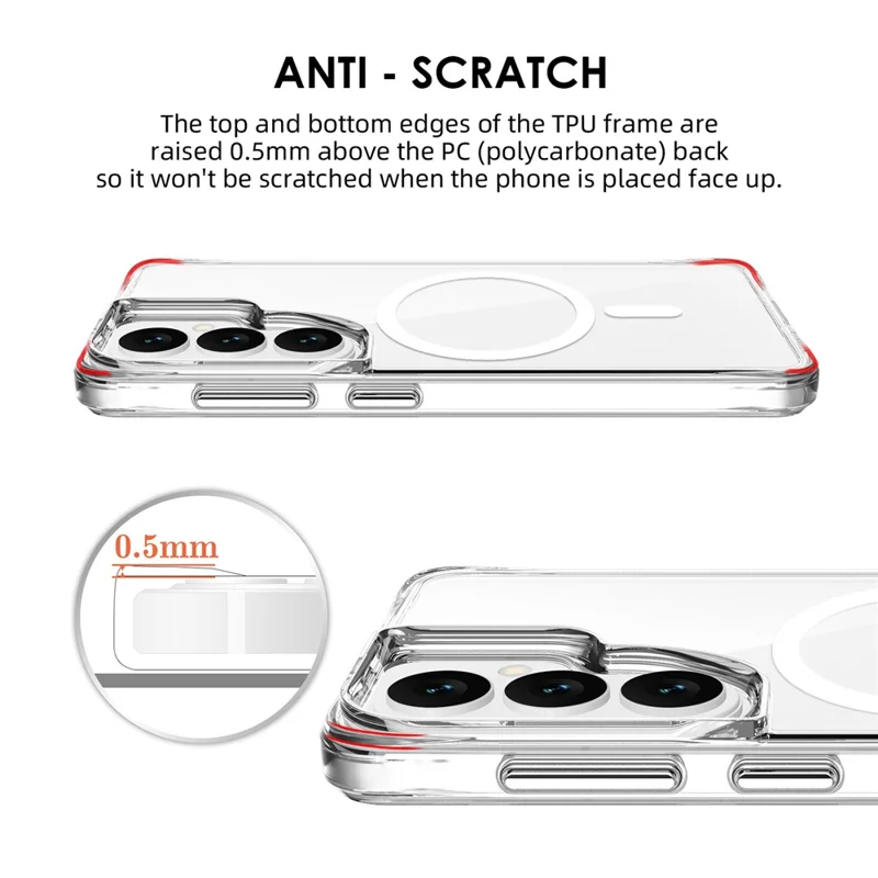 For Samsung Galaxy S25 FE Magnetic Case TPU + PC Clear Phone Cover - Transparent