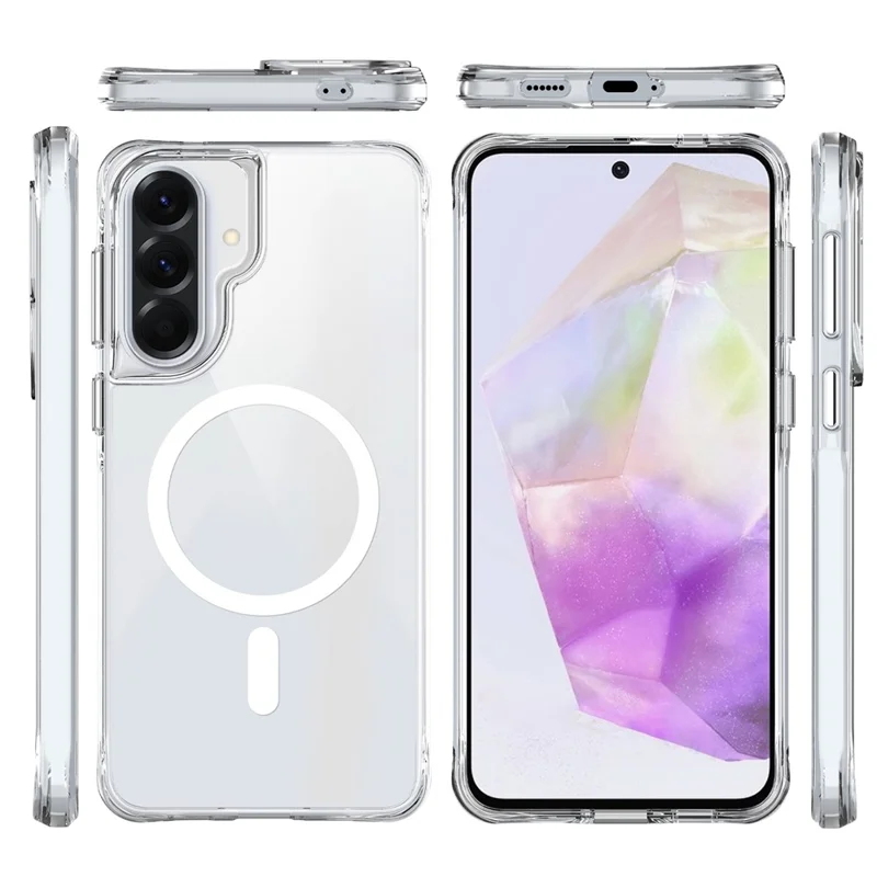 For Samsung Galaxy A57 5G Magnetic Case TPU + PC Clear Phone Cover - Transparent