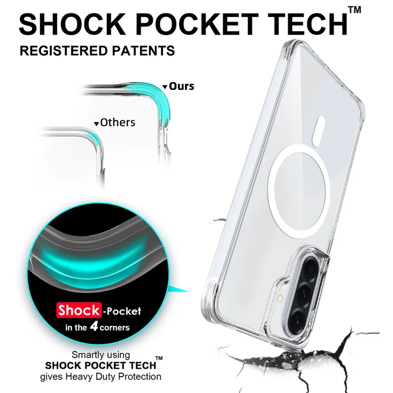 For Samsung Galaxy A57 5G Magnetic Case TPU + PC Clear Phone Cover - Transparent