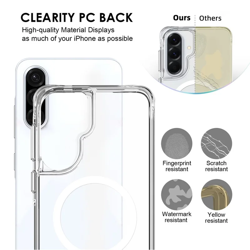 For Samsung Galaxy A57 5G Magnetic Case TPU + PC Clear Phone Cover - Transparent