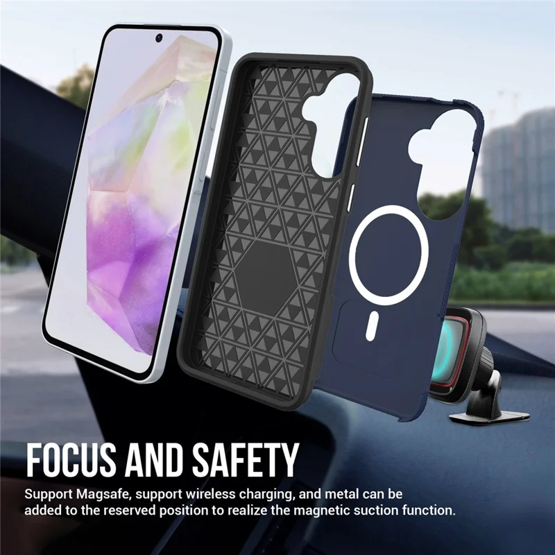 Magnetic Case For Samsung Galaxy A07 4G  /  A06 4G  /  A06 5G Shockproof TPU + PC Phone Cover - Navy Blue
