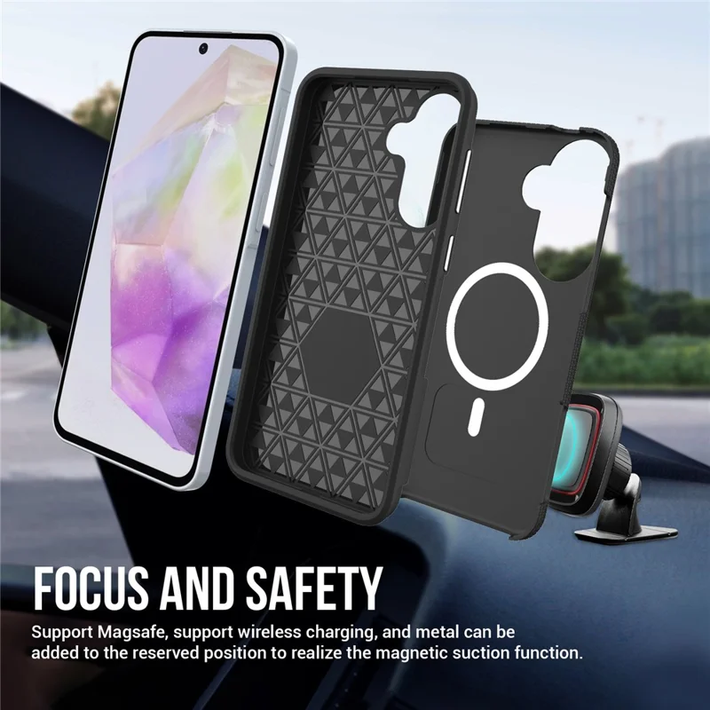 Magnetic Case For Samsung Galaxy A37 5G  /  A36 5G  /  A56 5G Shockproof TPU + PC Phone Cover - Black