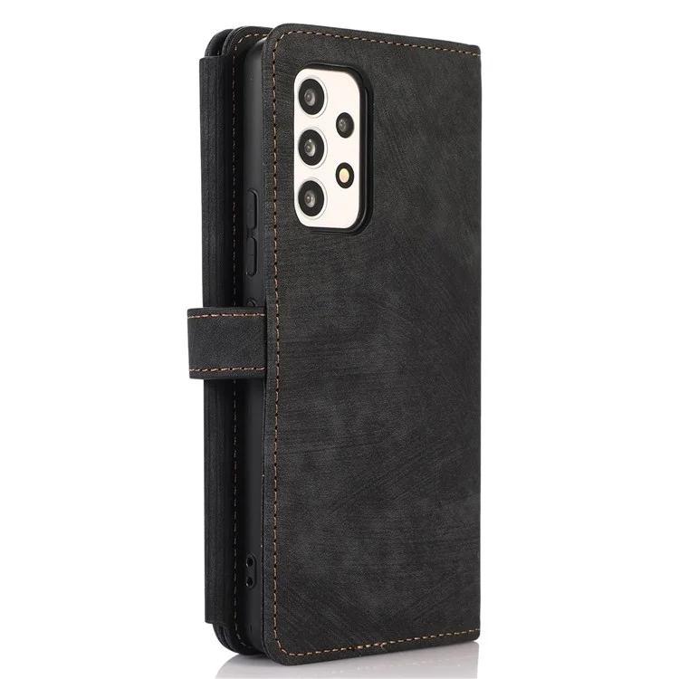 Para Samsung Galaxy A33 5G Ranuras Múltiples Ranuras Magnéticas Cierre de la Cremallera Case de Bolsillo PU pu Cuero Billetera Cubierta de Teléfono a Prueba de Choque - Negro
