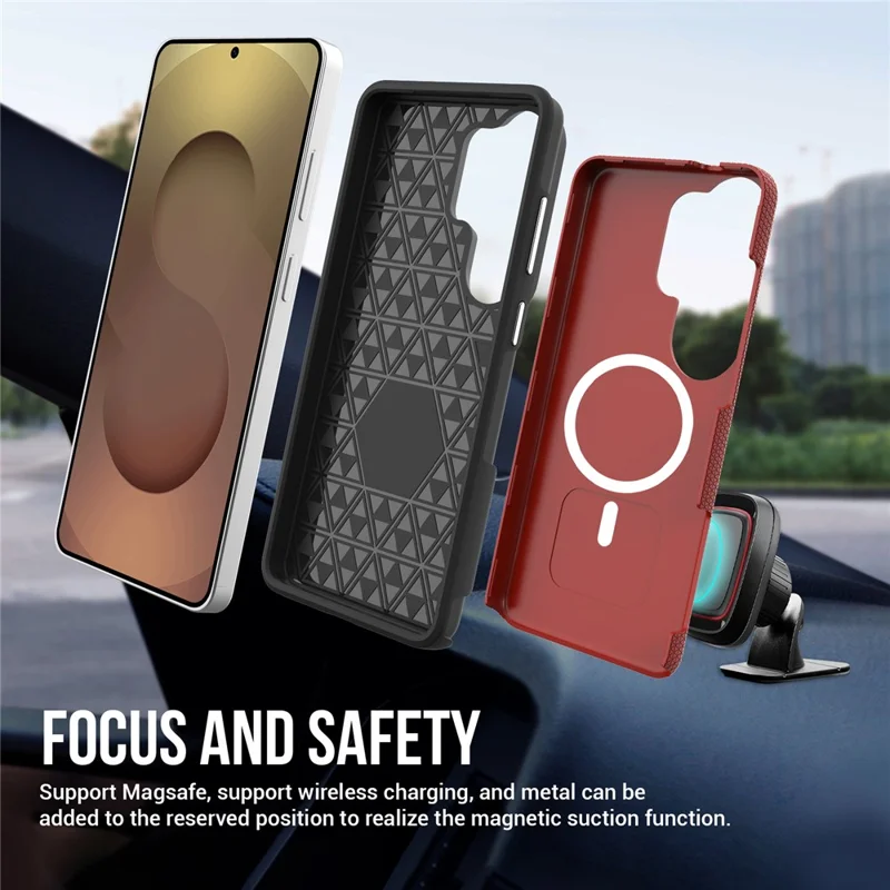 For Samsung Galaxy S25 Ultra Magnetic Case Shockproof TPU + PC Phone Cover - Red