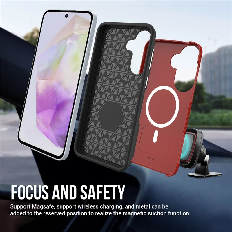 Étui magnétique pour Samsung Galaxy A57 5G, coque de protection antichoc en TPU + PC - Rouge