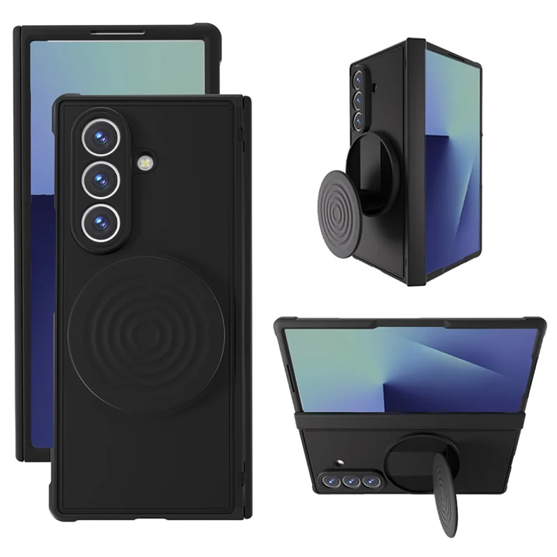 Für Samsung Galaxy Z Fold7 5G Magnetische Hülle mit Ständer TPU PC Stoßfeste Handyhülle - Schwarz
