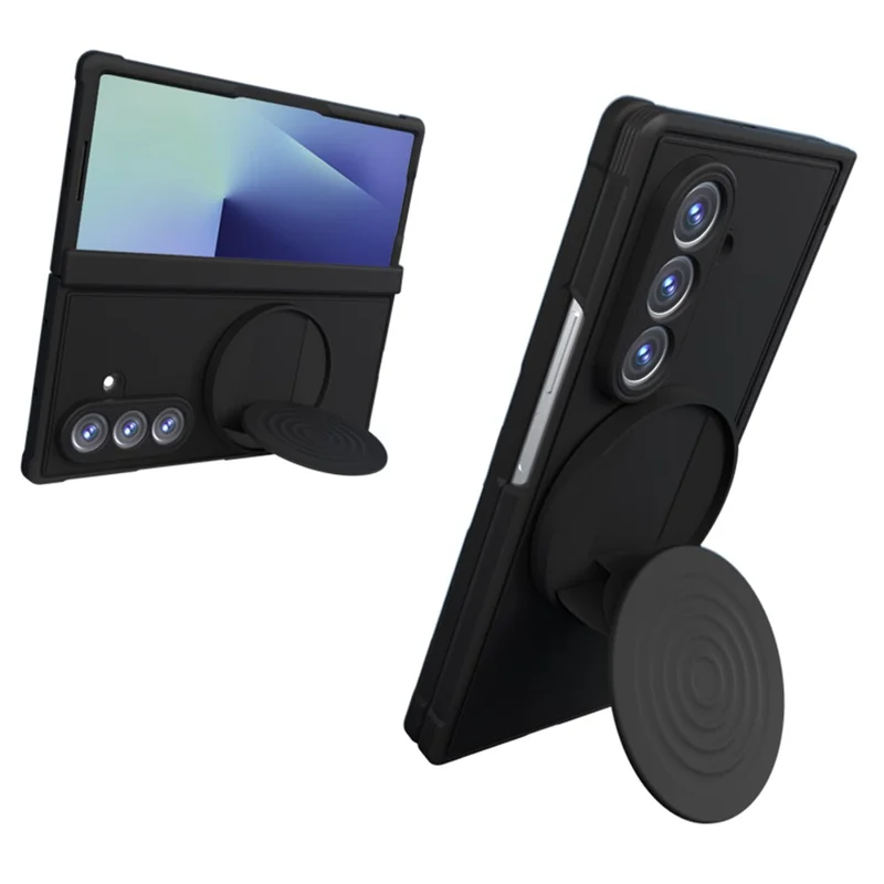 Für Samsung Galaxy Z Fold7 5G Magnetische Hülle mit Ständer TPU PC Stoßfeste Handyhülle - Schwarz