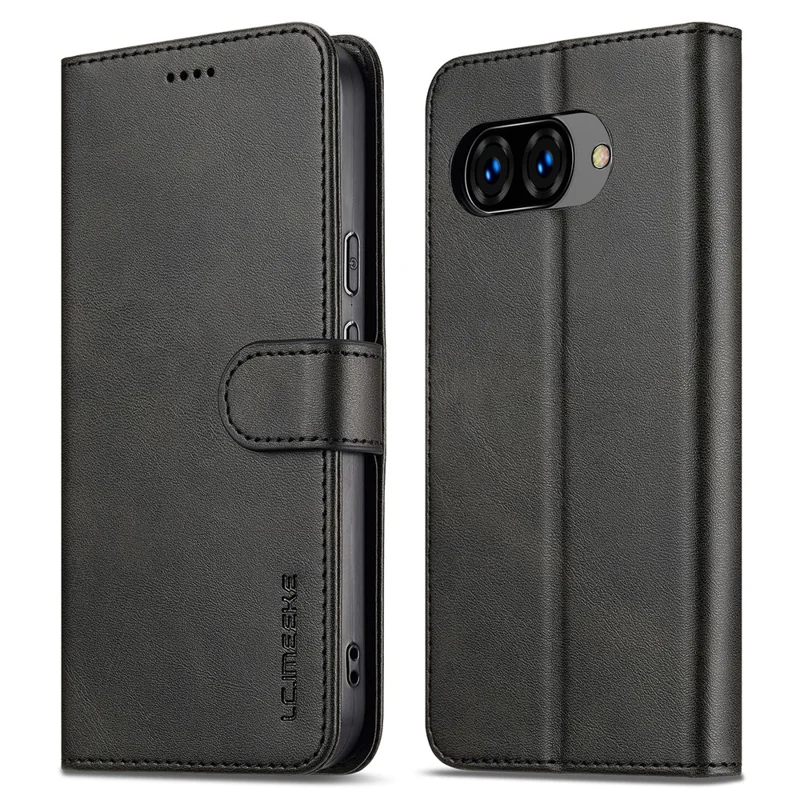 LC.IMEEKE voor Google Pixel 10a hoesje portemonnee Kalfsstructuur lederen telefoonhoes - Zwart