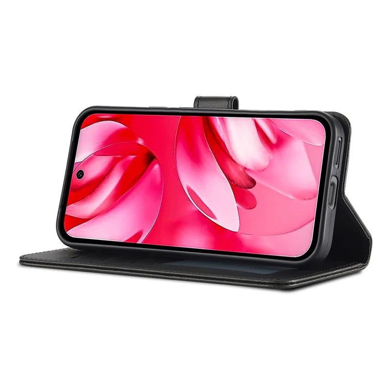 LC.IMEEKE voor Google Pixel 10a hoesje portemonnee Kalfsstructuur lederen telefoonhoes - Zwart