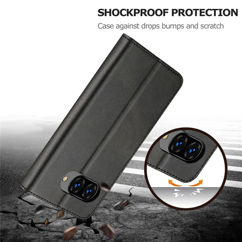 LC.IMEEKE voor Google Pixel 10a hoesje portemonnee Kalfsstructuur lederen telefoonhoes - Zwart