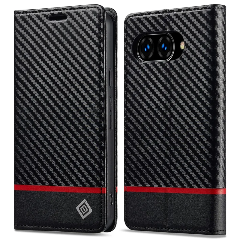 LC.IMEEKE لجهاز جوجل بيكسل 10a غطاء جلد بتصميم ألياف كربونية - خطوط أفقية