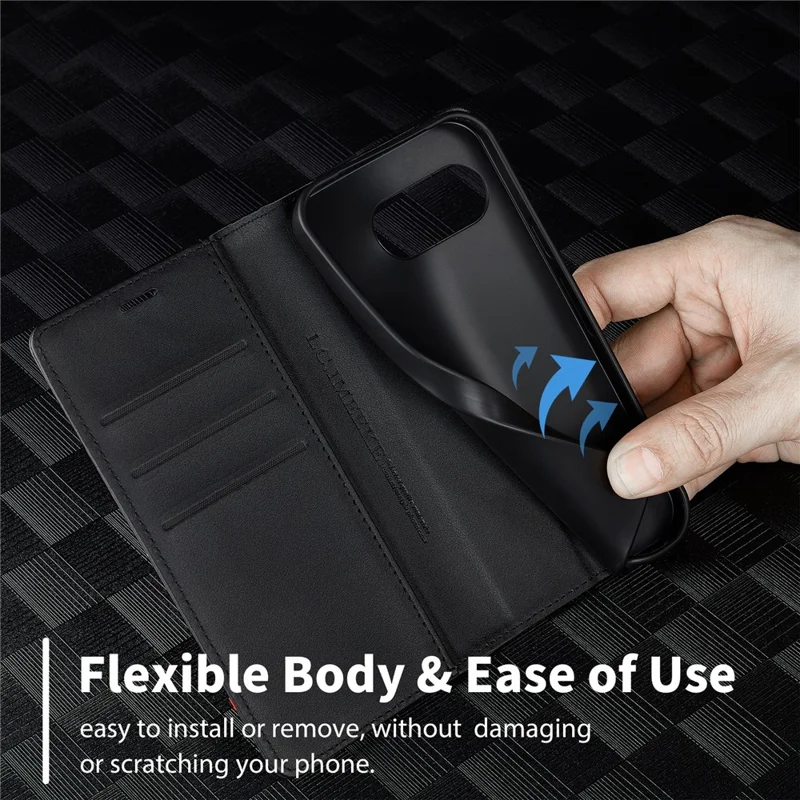 LC.IMEEKE لجهاز جوجل بيكسل 10a غطاء جلد بتصميم ألياف كربونية - خطوط أفقية