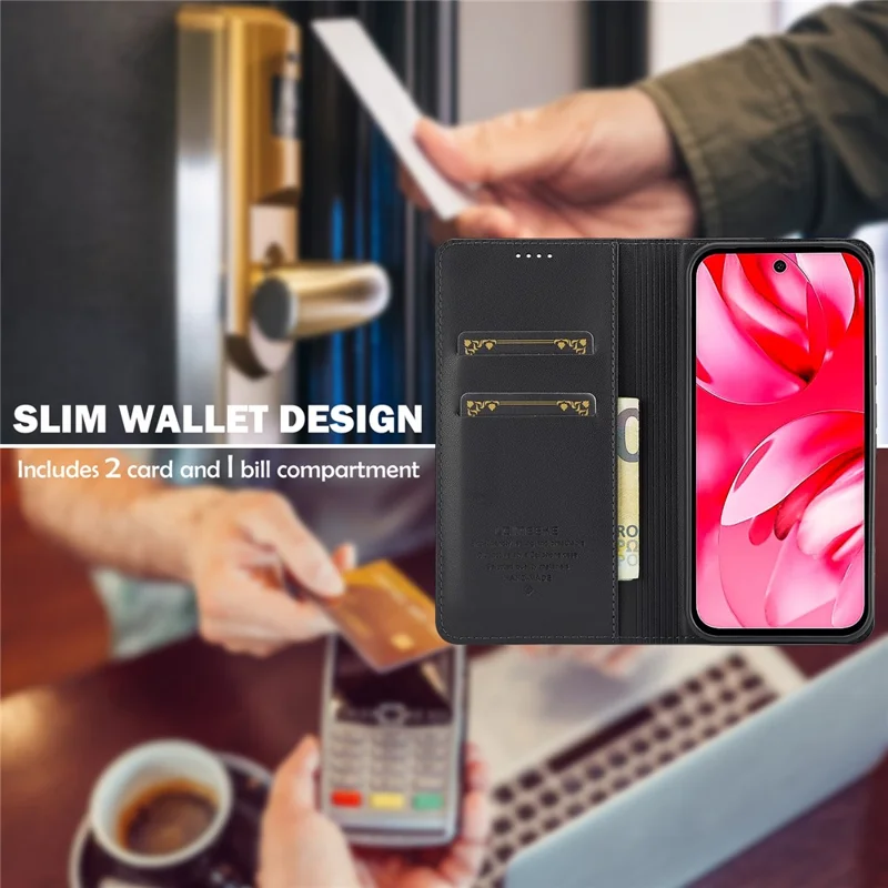 LC.IMEEKE L1 Serie für Google Pixel 10a Hülle PU-Leder Brieftasche Ständer Schutzhülle - Schwarz