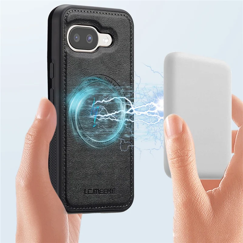 LC.IMEEKE Voor Google Pixel 10a Magnetisch Hoesje Leder + TPU Achterkant - Zwart