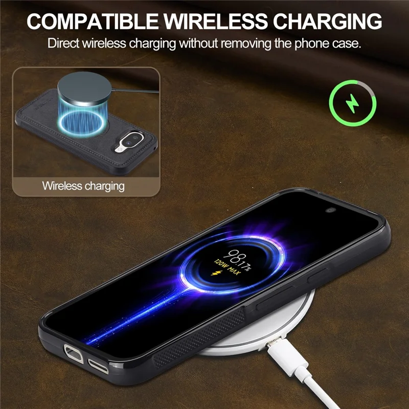 LC.IMEEKE Voor Google Pixel 10a Magnetisch Hoesje Leder + TPU Achterkant - Zwart