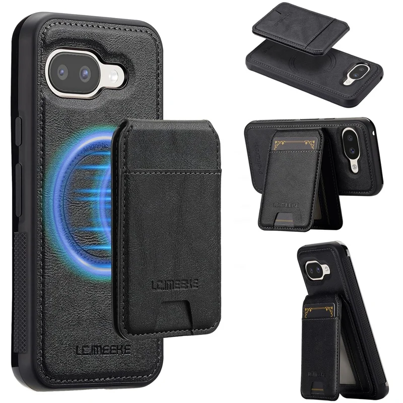 LC.IMEEKE L3 voor Google Pixel 10a Magnetische Hoesje Afneembare Kaarthouder Leren TPU Mobiele Cover - Zwart