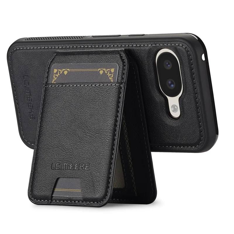 LC.IMEEKE L3 voor Google Pixel 10a Magnetische Hoesje Afneembare Kaarthouder Leren TPU Mobiele Cover - Zwart