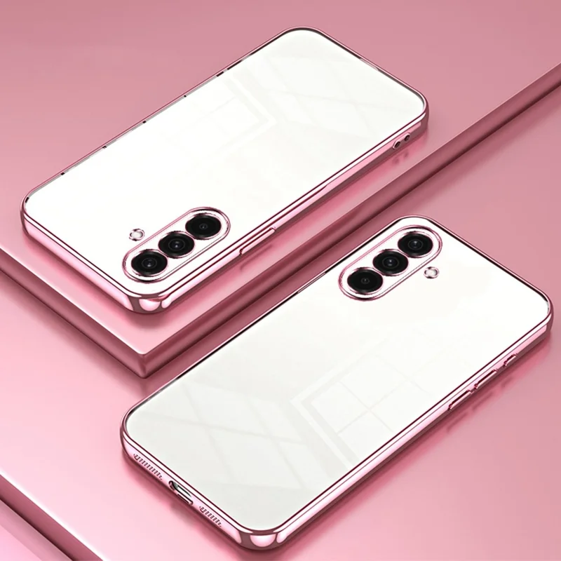 For Samsung Galaxy A37 5G Case Electroplating Frame Soft TPU Phone Cover - Pink