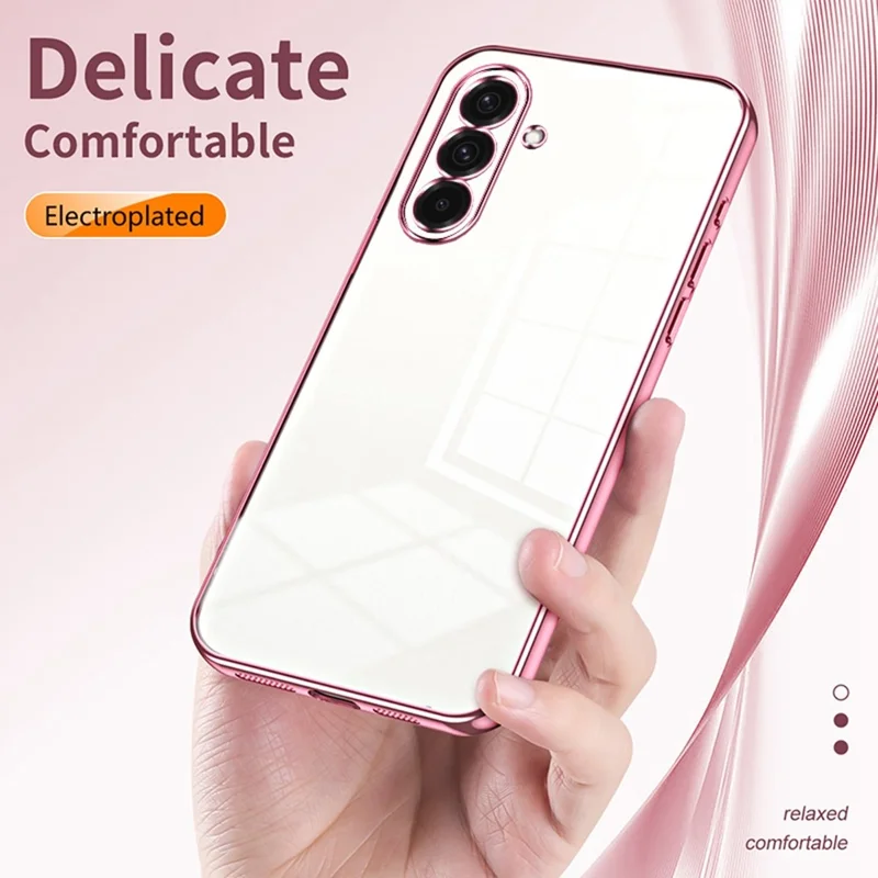 For Samsung Galaxy A37 5G Case Electroplating Frame Soft TPU Phone Cover - Pink