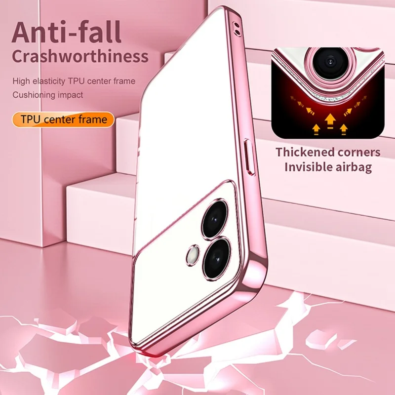 For Samsung Galaxy S26 Edge Case Electroplating Frame Soft TPU Phone Cover - Pink