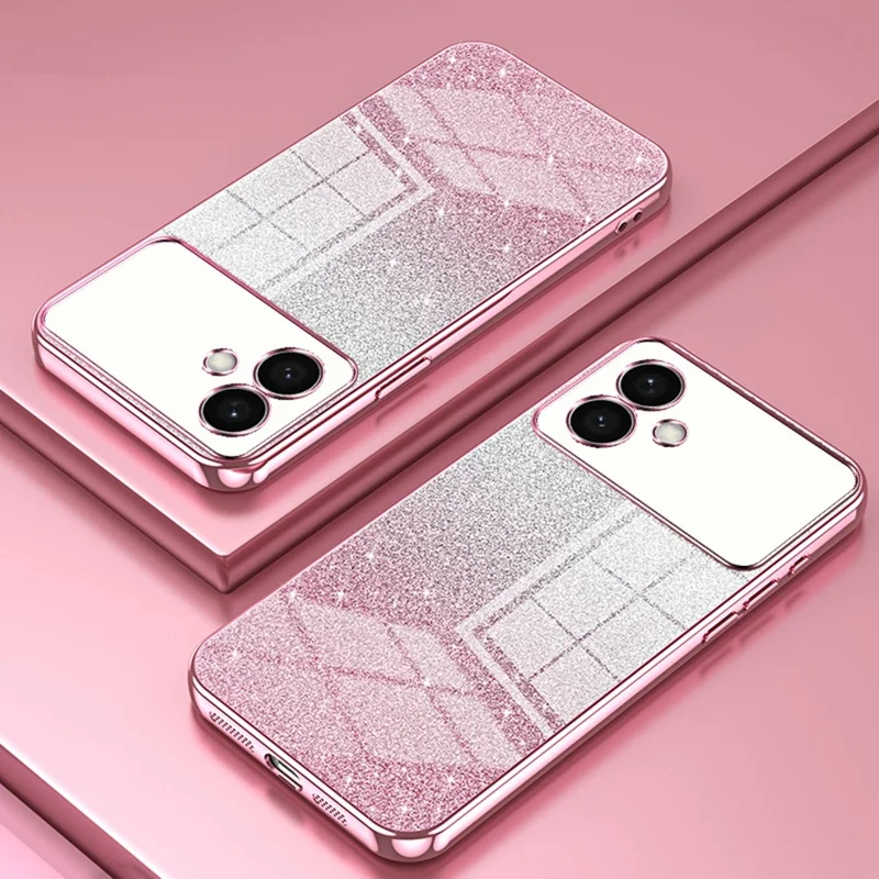 For Samsung Galaxy S26 Edge Case Electroplating Gradient Glitter TPU Phone Cover - Pink