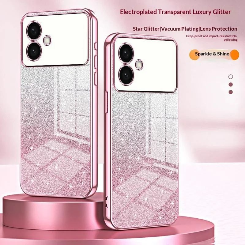 For Samsung Galaxy S26 Edge Case Electroplating Gradient Glitter TPU Phone Cover - Pink