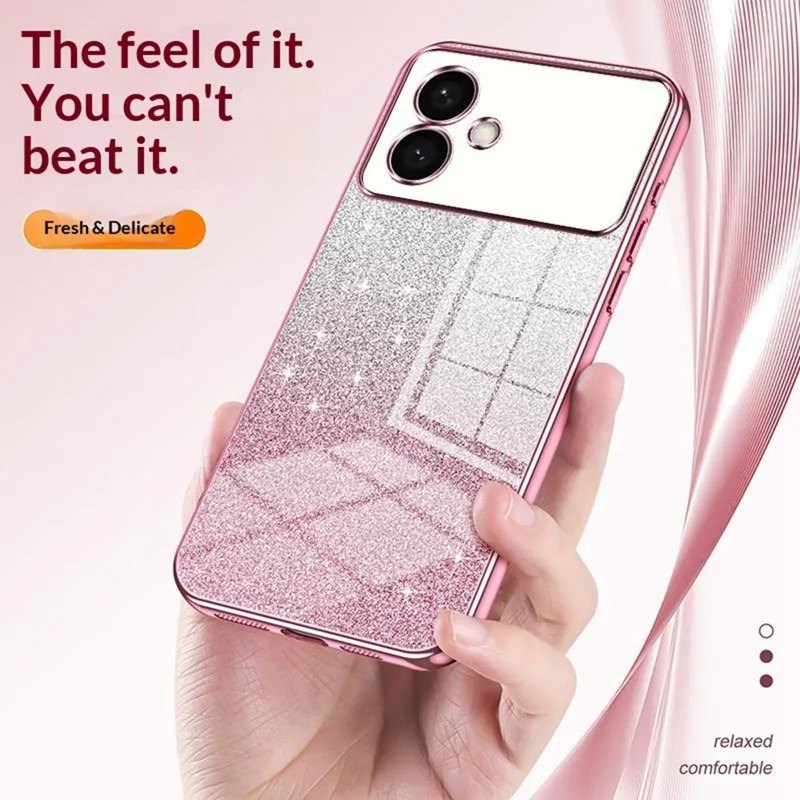 For Samsung Galaxy S26 Edge Case Electroplating Gradient Glitter TPU Phone Cover - Pink