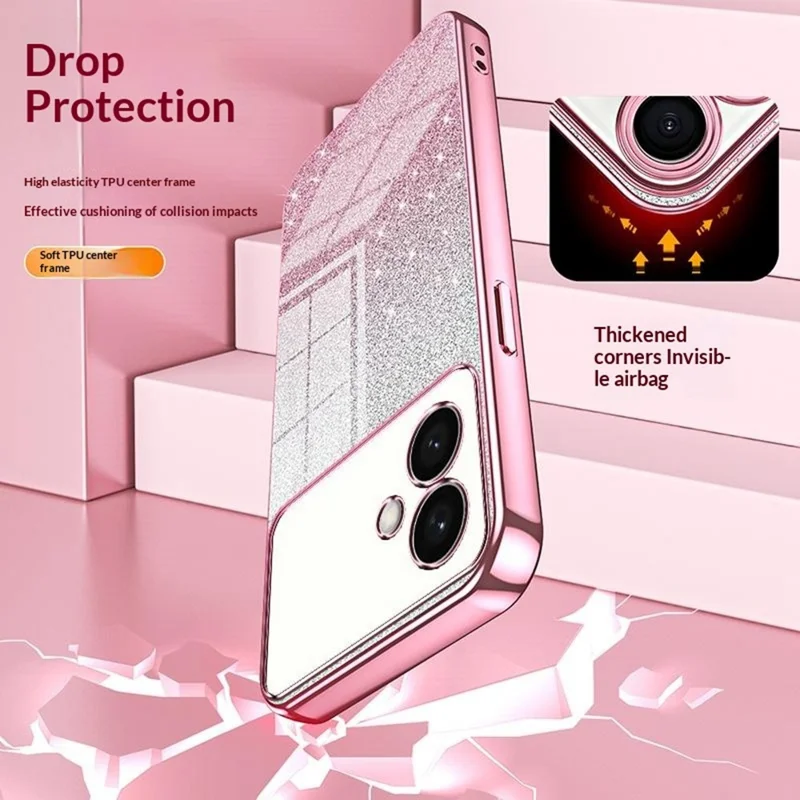 For Samsung Galaxy S26 Edge Case Electroplating Gradient Glitter TPU Phone Cover - Pink