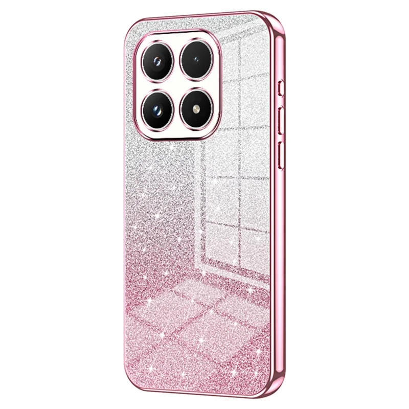 For Xiaomi 17 Case Electroplating Gradient Glitter TPU Phone Cover - Pink